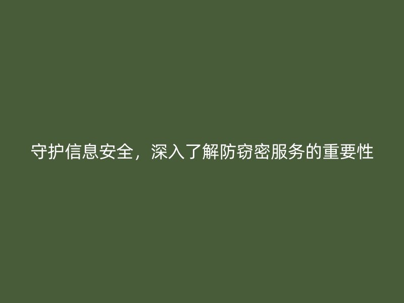 守护信息安全，深入了解防窃密服务的重要性